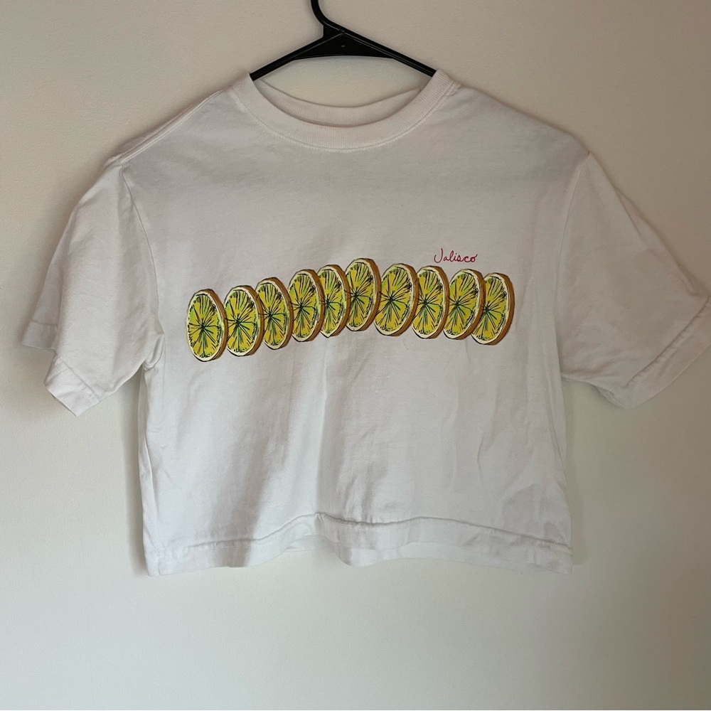 White Crop Lemon Tshirt